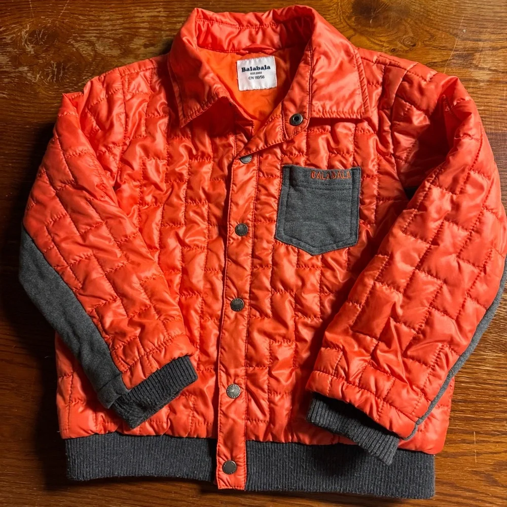 Kids Balabala orange puffer lightweight‎ jacket. No size. refer to measurements